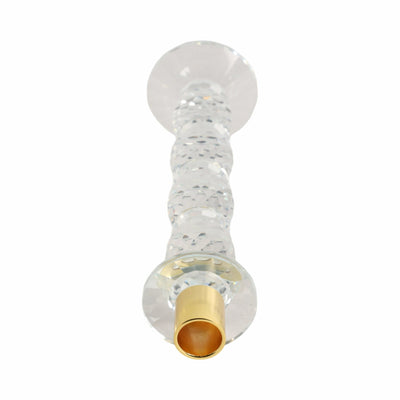11" Etched Crystal Taper Holder, Clear/gold - Al Rugaib Furniture