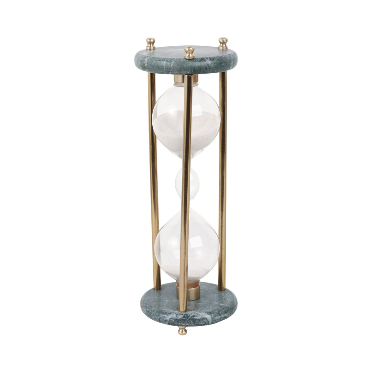 11" Finnegan Green Marble Hourglass Table Decors| Sagebrook Home