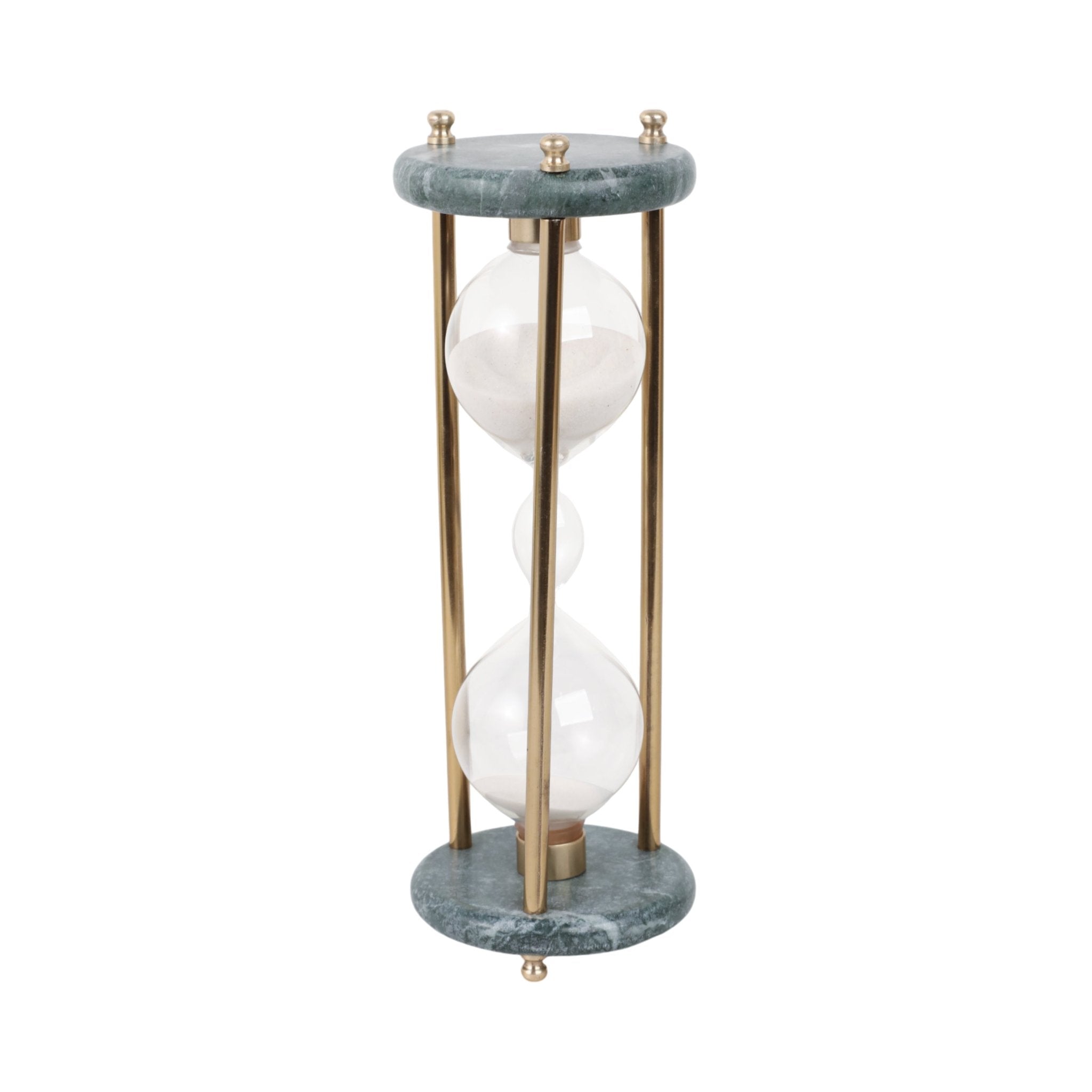 11" Finnegan Green Marble Hourglass Table Decors| Sagebrook Home