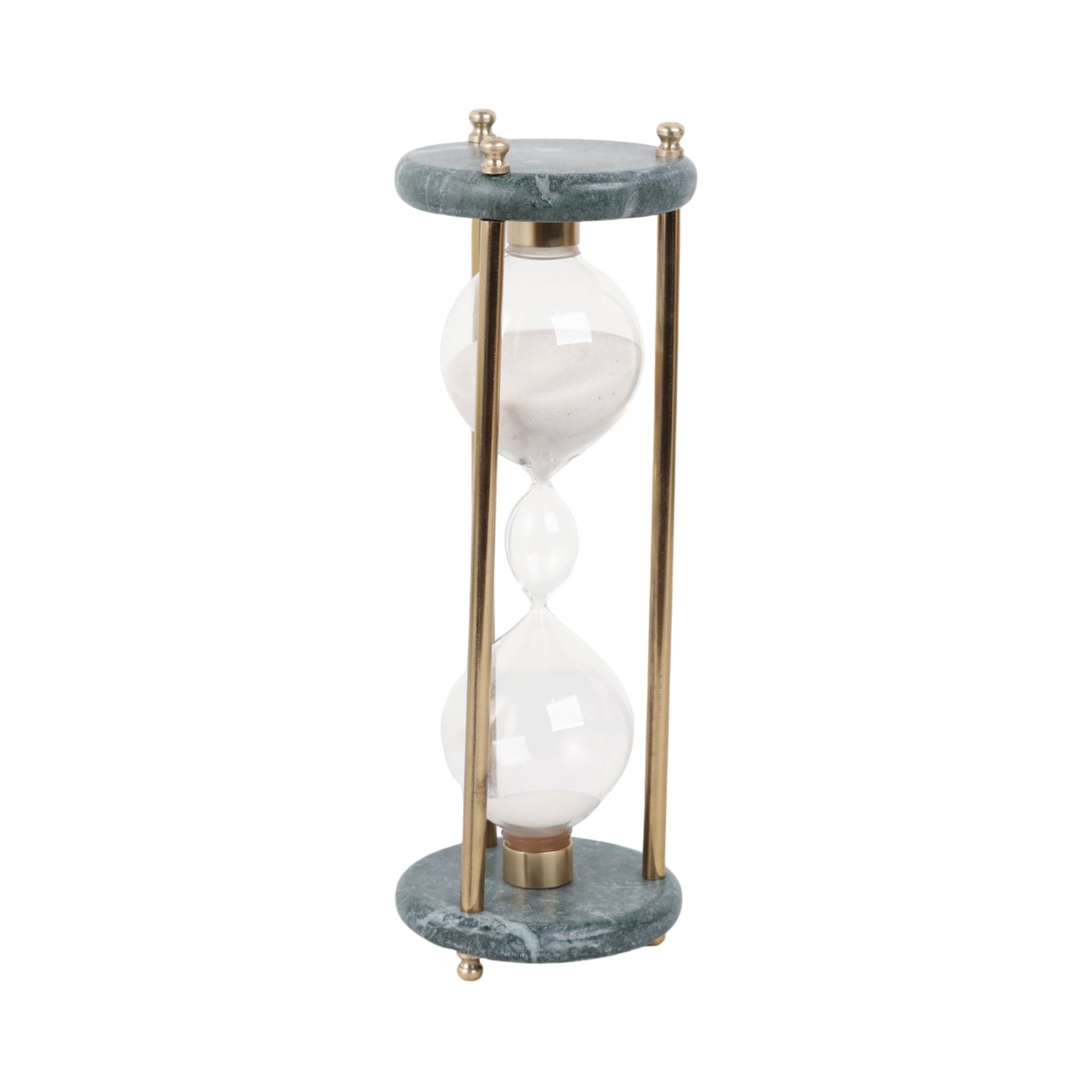 11" Finnegan Green Marble Hourglass Table Decors| Sagebrook Home