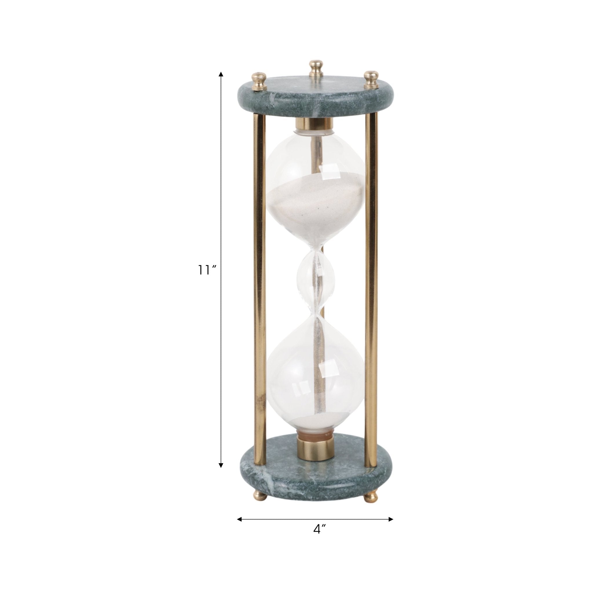 11" Finnegan Green Marble Hourglass Table Decors| Sagebrook Home