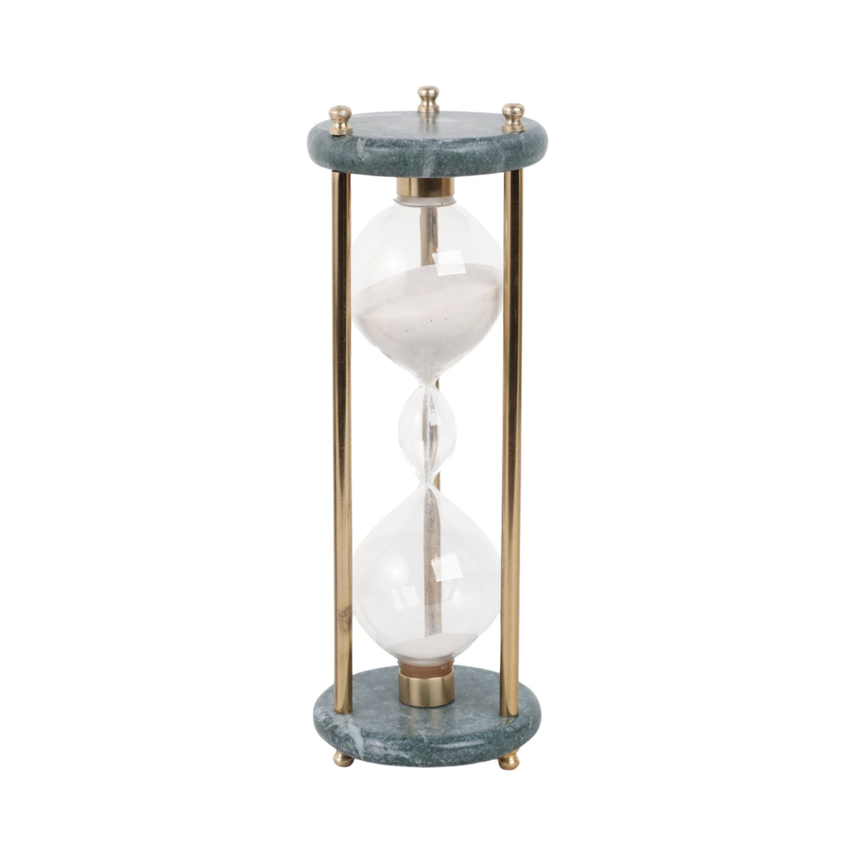 11" Finnegan Green Marble Hourglass Table Decors| Sagebrook Home