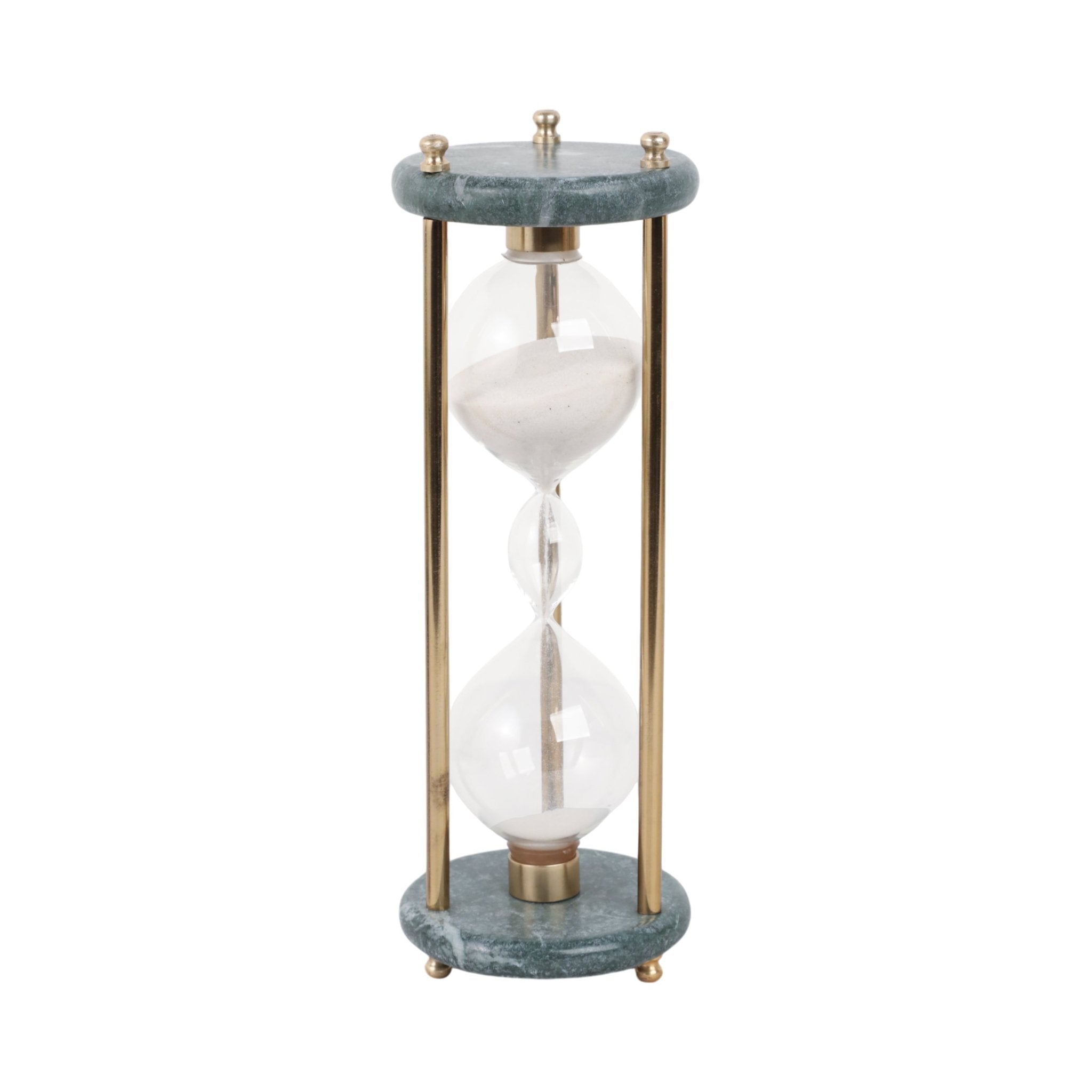 11" Finnegan Green Marble Hourglass Table Decors| Sagebrook Home