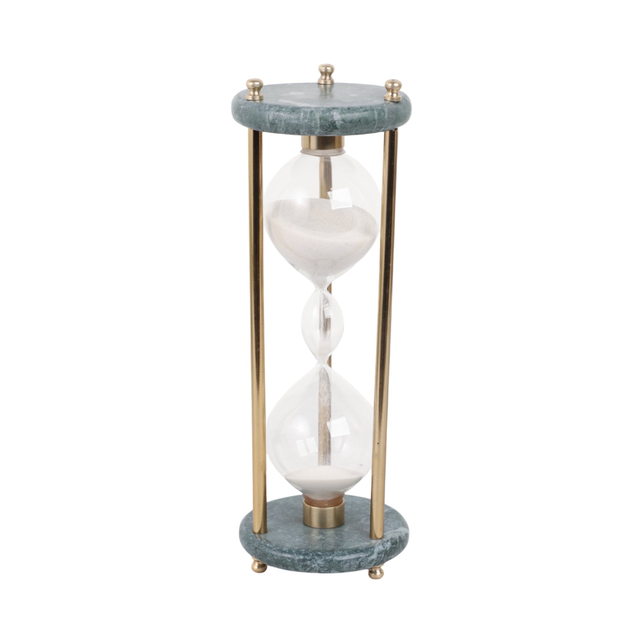 11" Finnegan Green Marble Hourglass Table Decors| Sagebrook Home