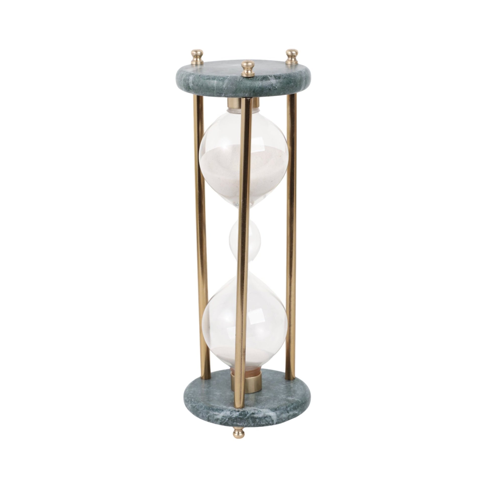 11" Finnegan Green Marble Hourglass Table Decors| Sagebrook Home