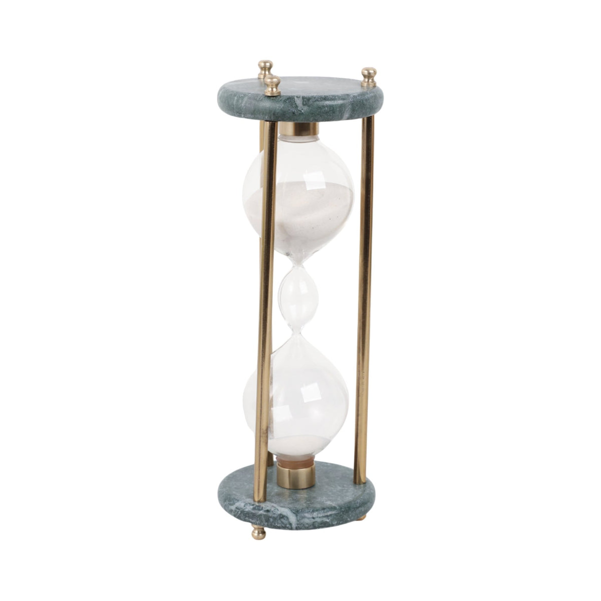 11" Finnegan Green Marble Hourglass Table Decors| Sagebrook Home