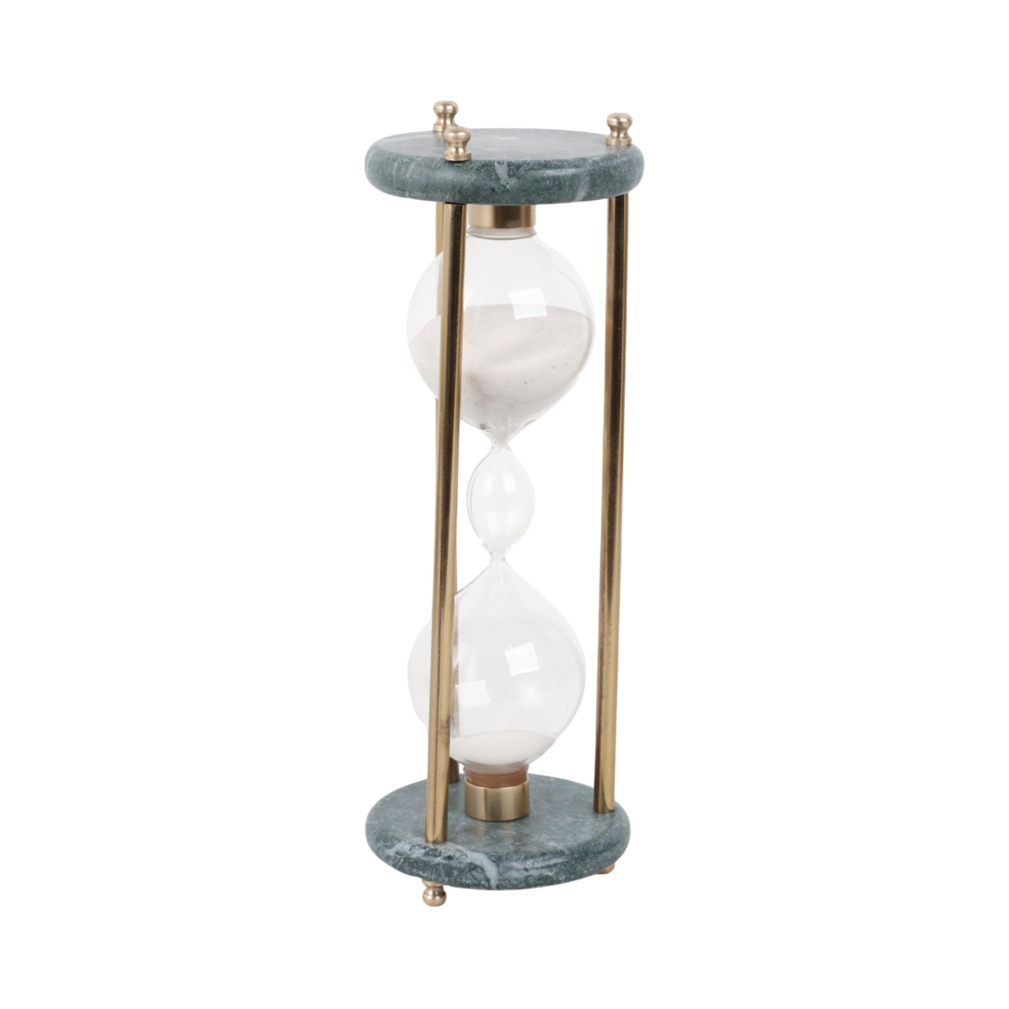 11" Finnegan Green Marble Hourglass Table Decors| Sagebrook Home