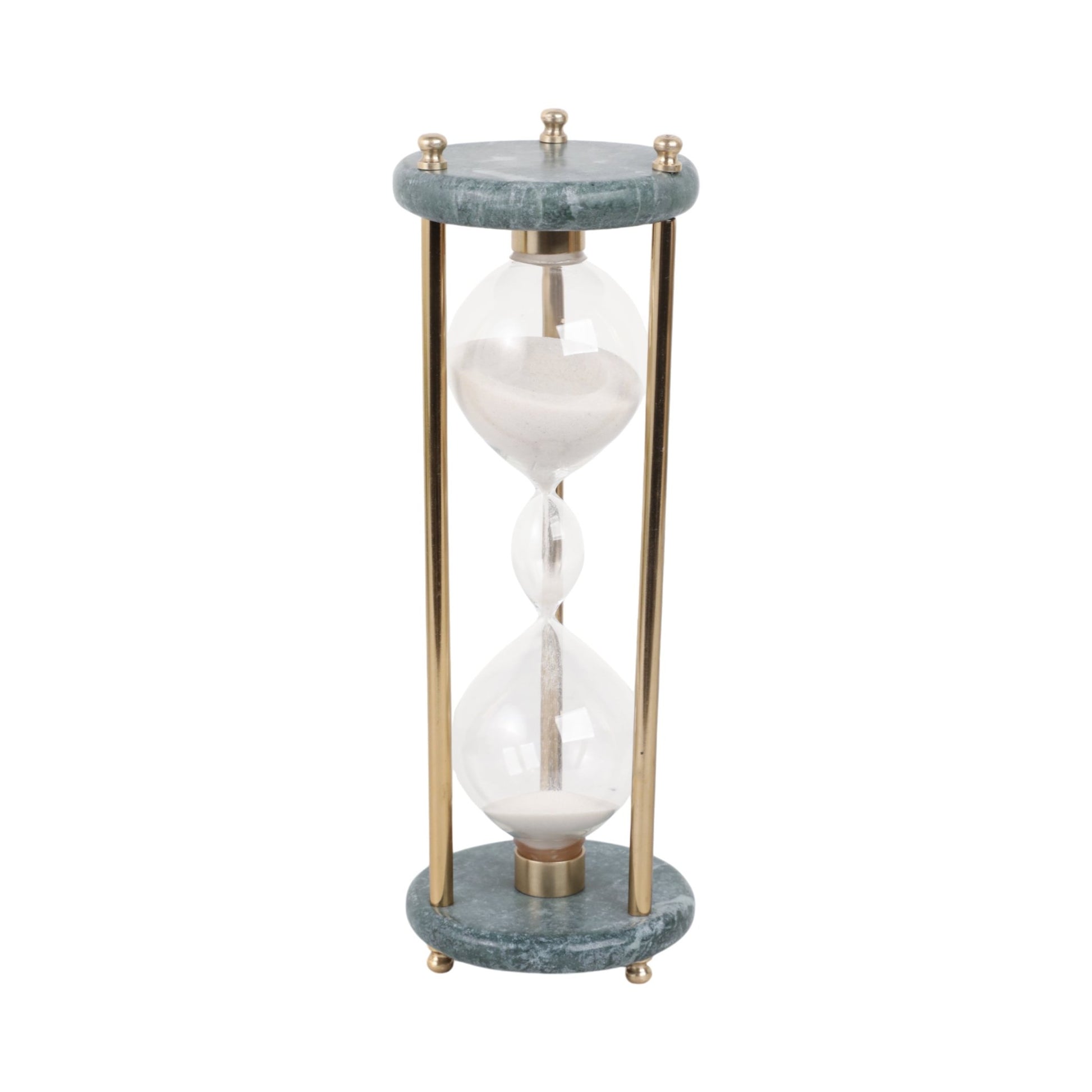 11" Finnegan Green Marble Hourglass Table Decors| Sagebrook Home