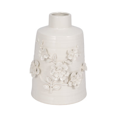 11" Floral Vase, White - Al Rugaib Furniture