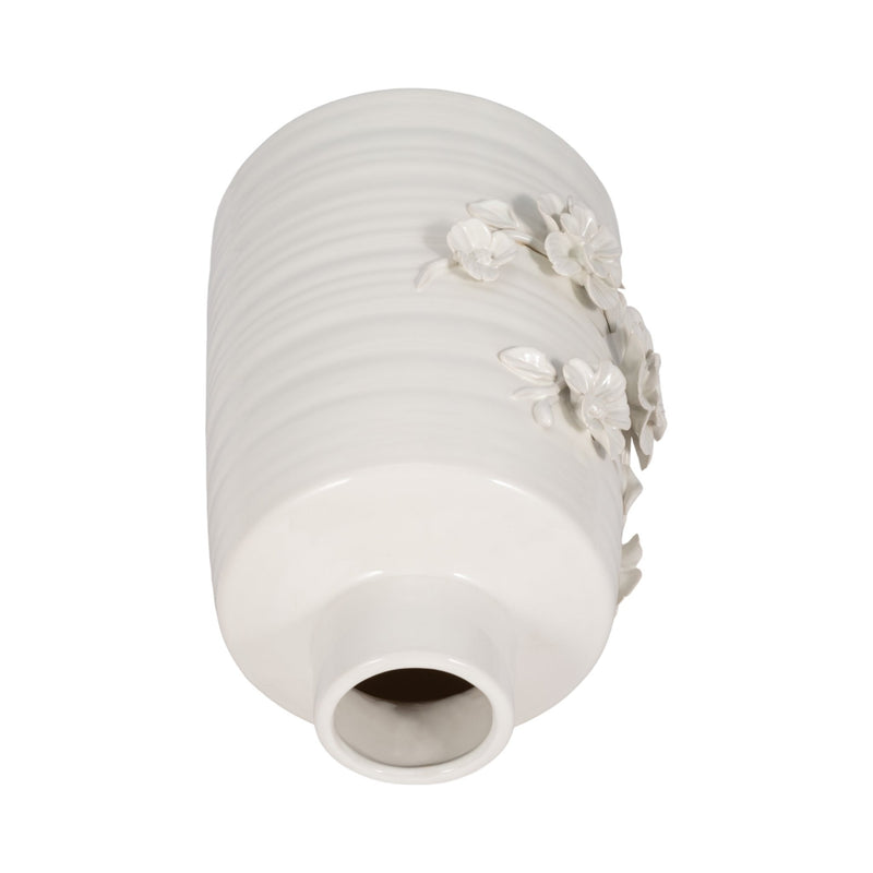 11" Floral Vase, White - Al Rugaib Furniture