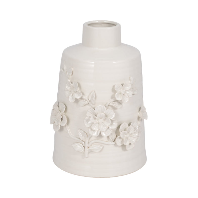 11" Floral Vase, White - Al Rugaib Furniture