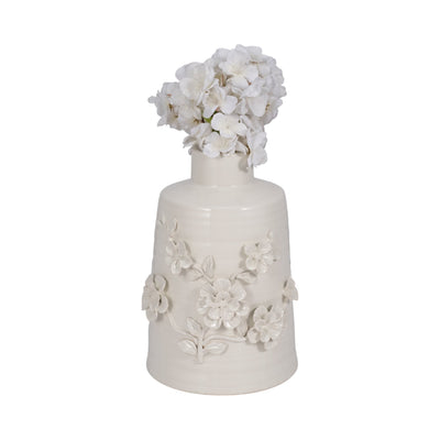 11" Floral Vase, White - Al Rugaib Furniture