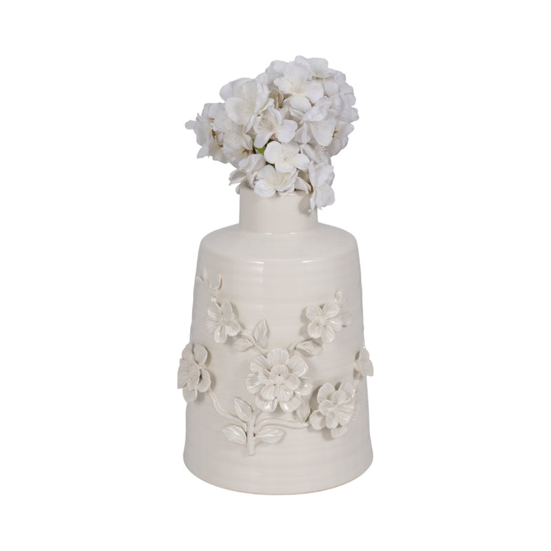 11" Floral Vase, White - Al Rugaib Furniture