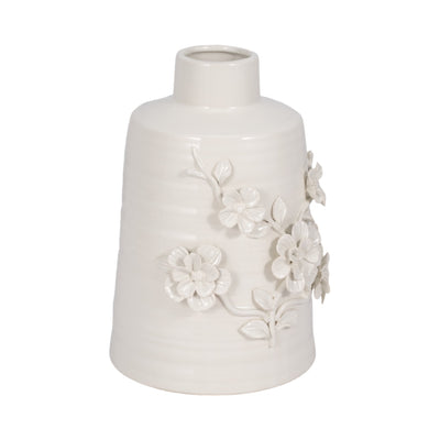 11" Floral Vase, White - Al Rugaib Furniture