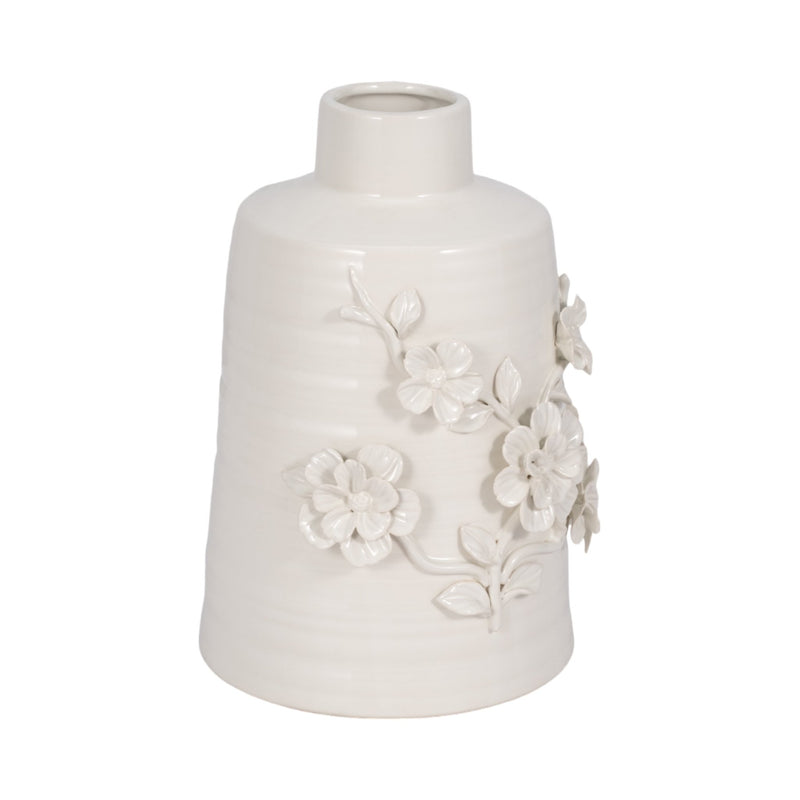 11" Floral Vase, White - Al Rugaib Furniture