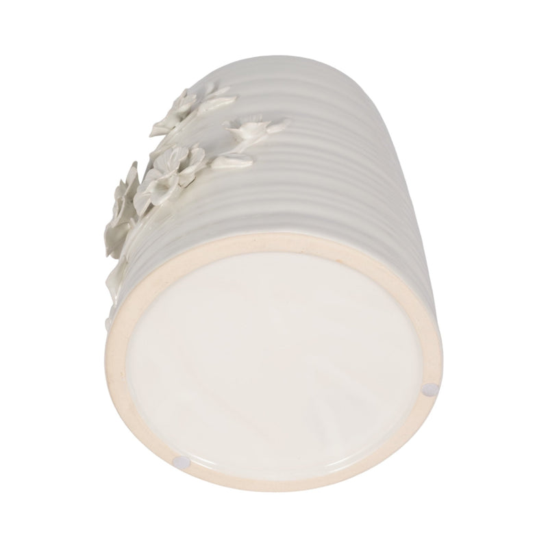 11" Floral Vase, White - Al Rugaib Furniture