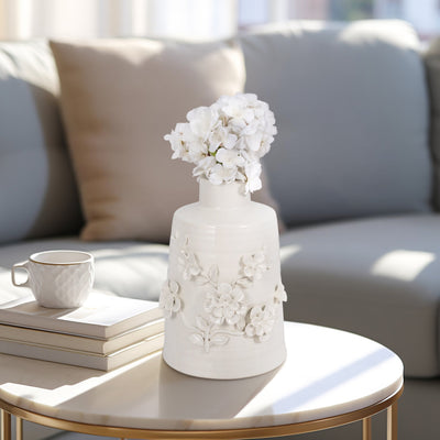 11" Floral Vase, White - Al Rugaib Furniture