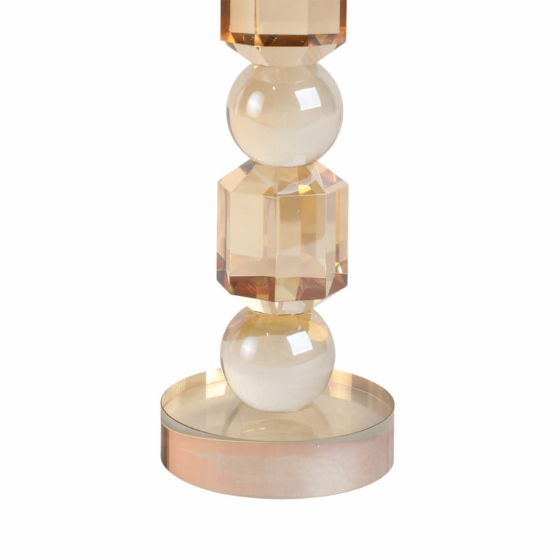 11" Geo Crystal Taper Holder, Amber - Al Rugaib Furniture