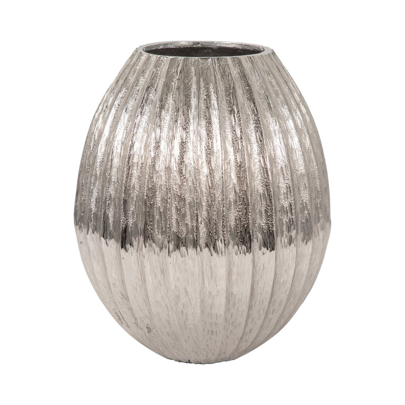 11" Gila Large Metal Cast Vase, Silver - Al Rugaib Furniture