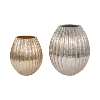 11" Gila Large Metal Cast Vase, Silver - Al Rugaib Furniture