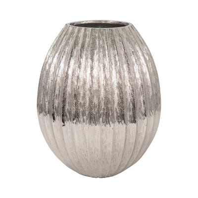11" Gila Large Metal Cast Vase, Silver - Al Rugaib Furniture