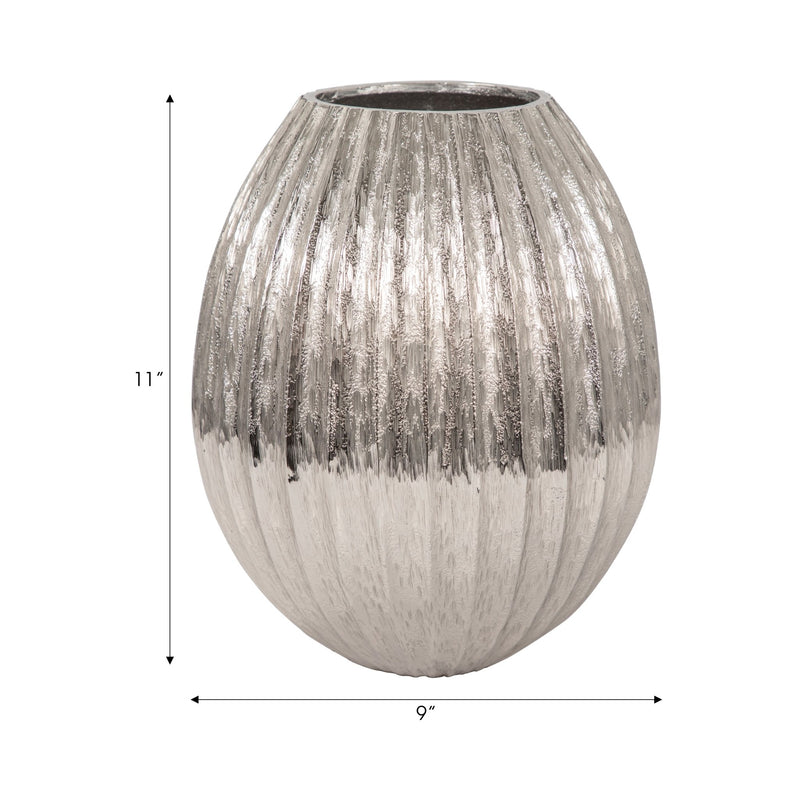 11" Gila Large Metal Cast Vase, Silver - Al Rugaib Furniture