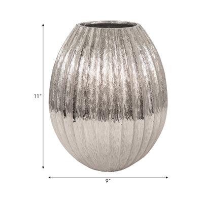 11" Gila Large Metal Cast Vase, Silver - Al Rugaib Furniture
