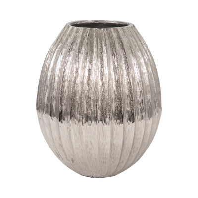 11" Gila Large Metal Cast Vase, Silver - Al Rugaib Furniture