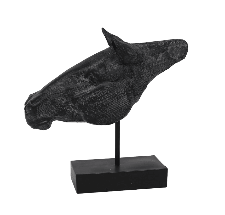 11" Horse Head Sculpture On Stand, Black Table Decors| Sagebrook Home