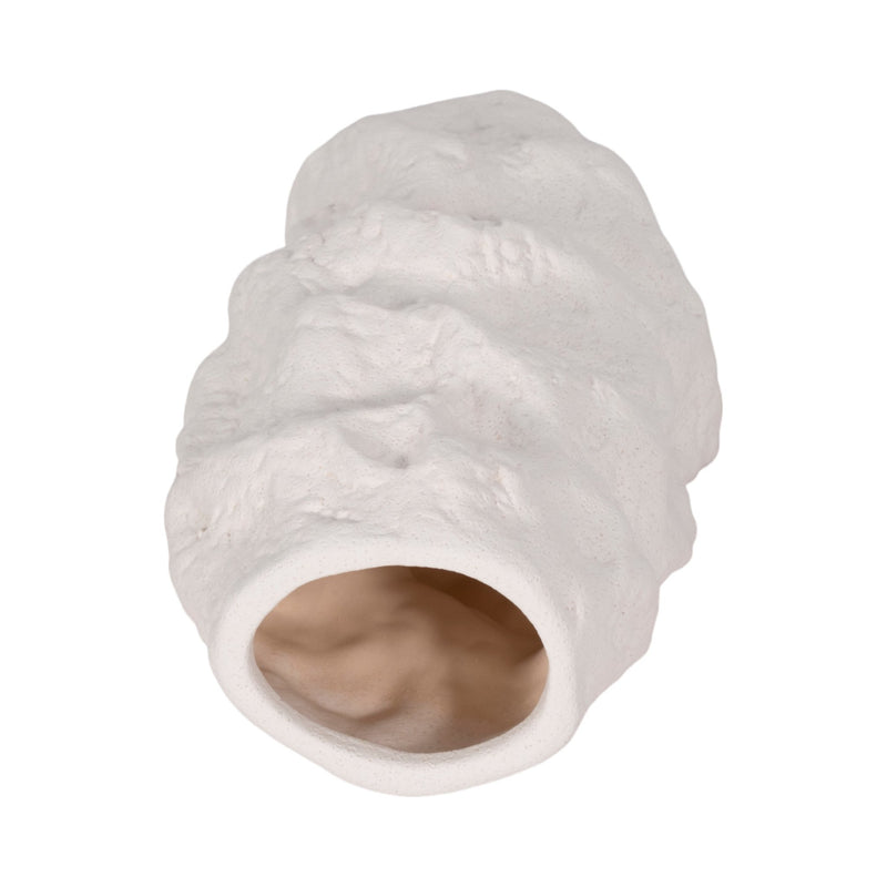 11" Jagged Textured Vase, White - Al Rugaib Furniture