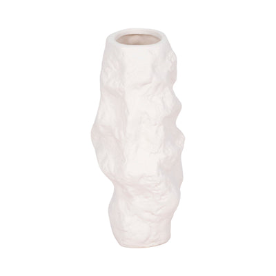 11" Jagged Textured Vase, White - Al Rugaib Furniture