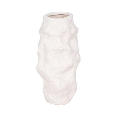 11" Jagged Textured Vase, White - Al Rugaib Furniture