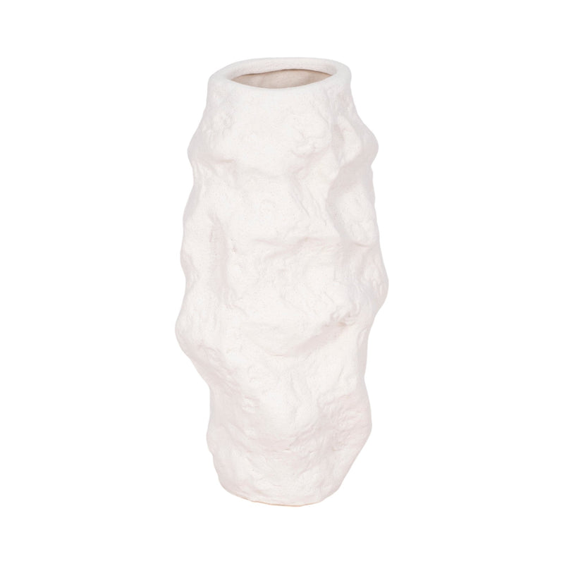 11" Jagged Textured Vase, White - Al Rugaib Furniture