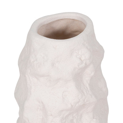 11" Jagged Textured Vase, White - Al Rugaib Furniture