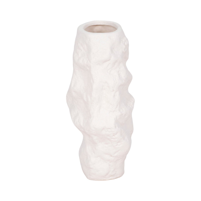 11" Jagged Textured Vase, White - Al Rugaib Furniture