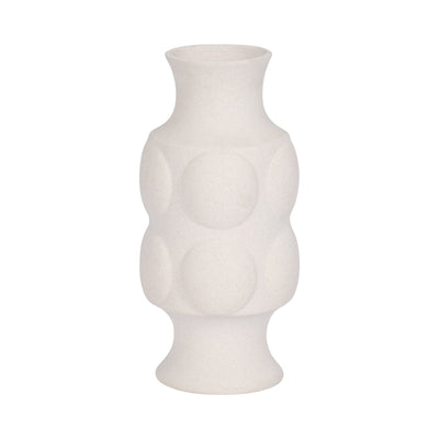 11" Large Dot Embossed Vase Sand Texture, White - Al Rugaib Furniture