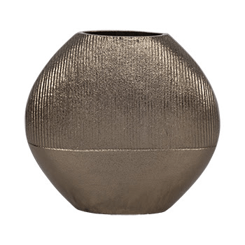 11" LINES ROUND VASE, BRASS ANTIQUE - Al Rugaib Furniture