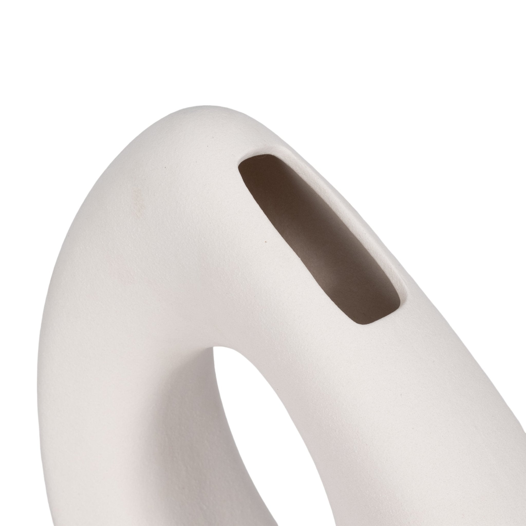 11" Lopsided Open Cut Out Vase Sand Texture, White Vases and Jars| Sagebrook Home