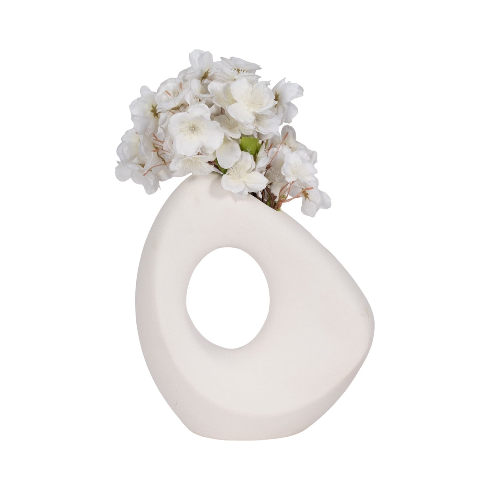11" Lopsided Open Cut Out Vase Sand Texture, White Vases and Jars| Sagebrook Home