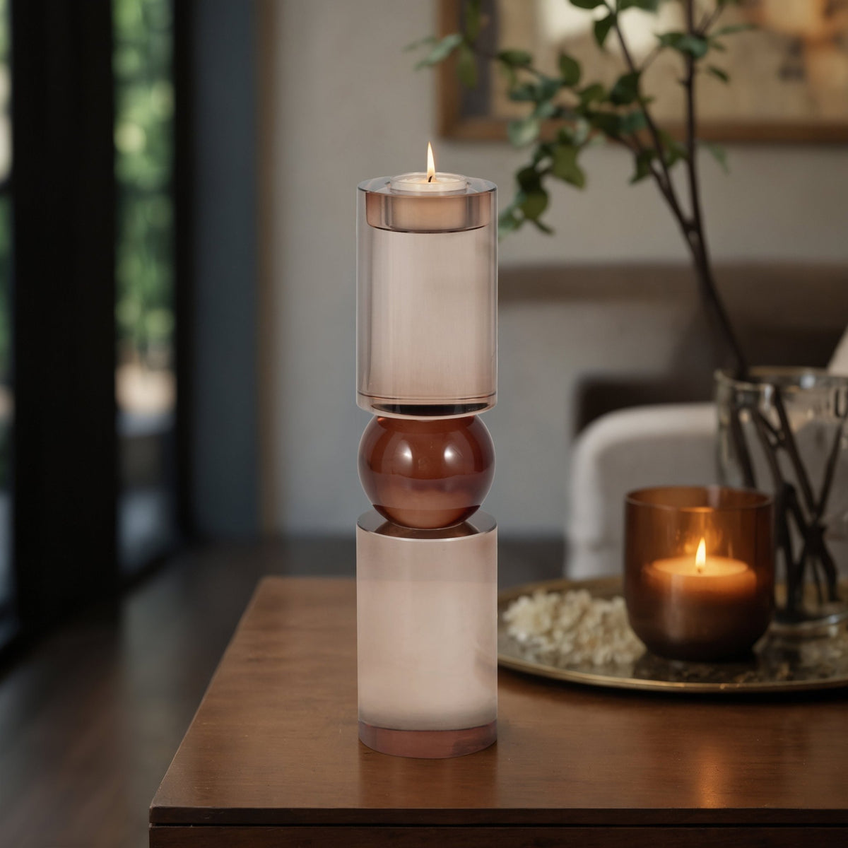 11" MARLA SMALL BRONZE CRYSTAL CANDLESTICK Table Decors| Sagebrook Home