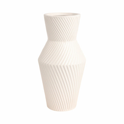 11" MODERN TOTEM VASE, WHITE - Al Rugaib Furniture
