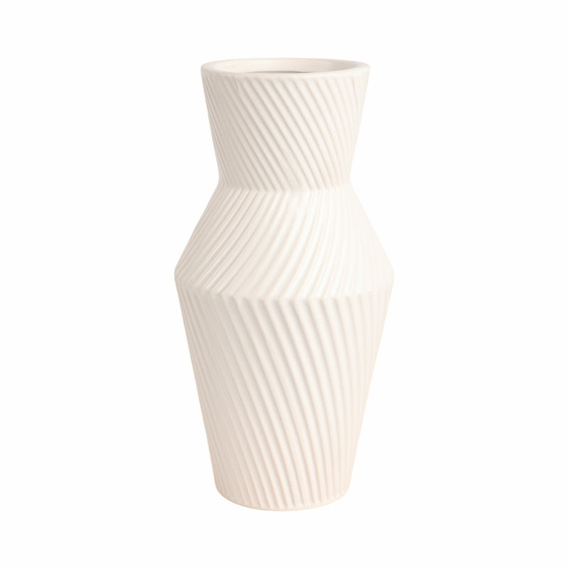 11" MODERN TOTEM VASE, WHITE - Al Rugaib Furniture
