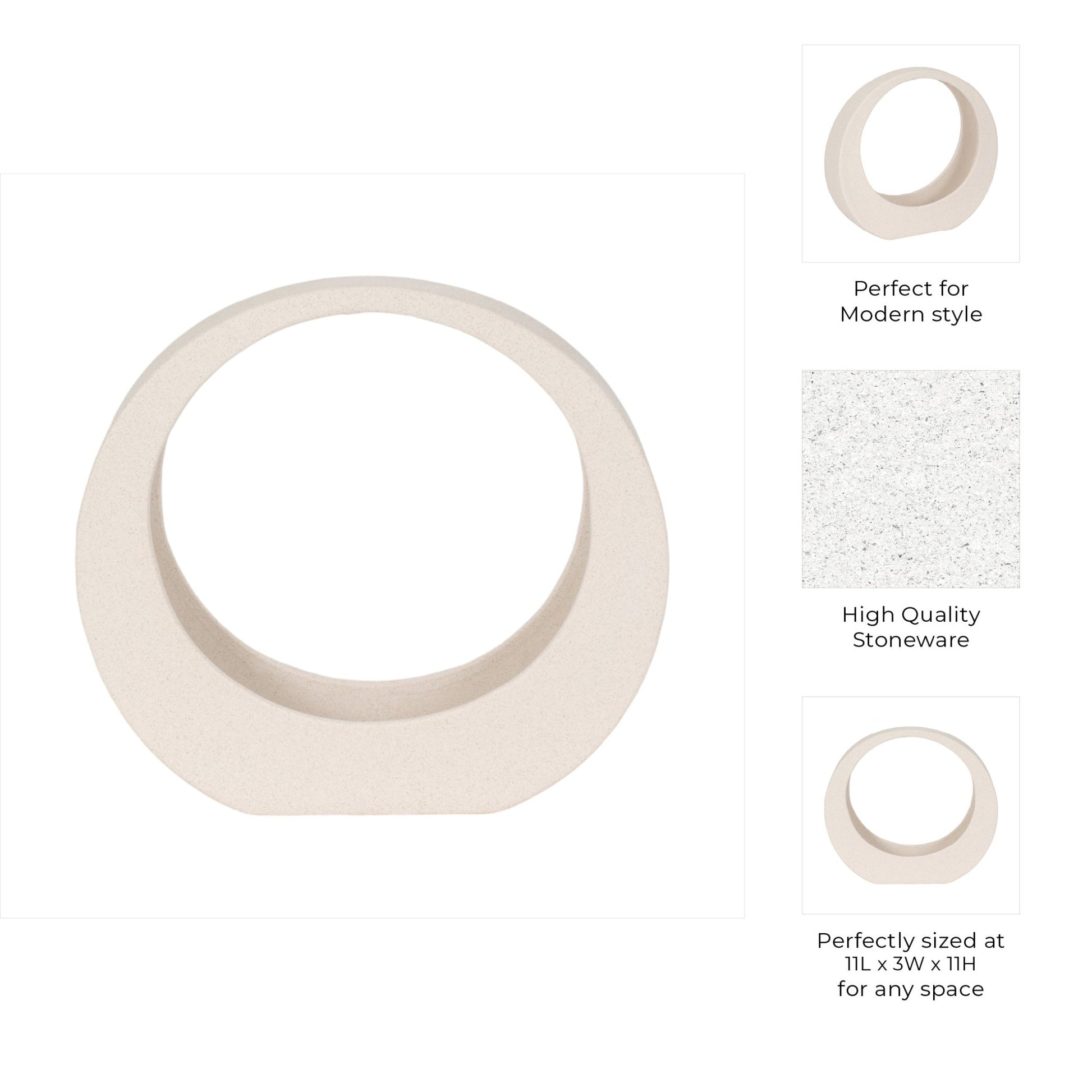 11" Sand Glaze Loop Object, White Table Decors| Sagebrook Home