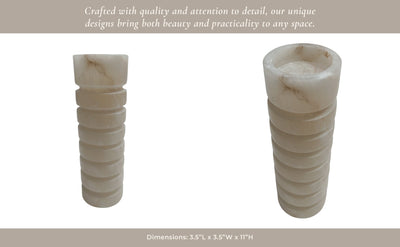 11" Solica Large Alibaster Candleholder - Al Rugaib Furniture