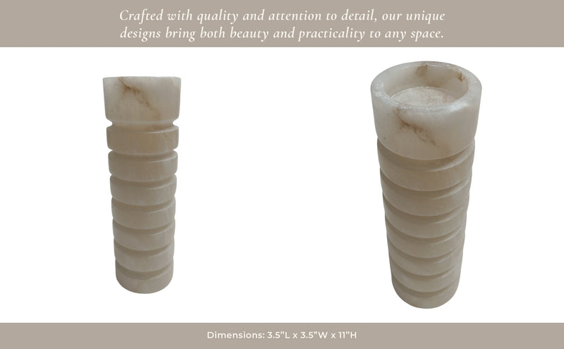 11" Solica Large Alibaster Candleholder - Al Rugaib Furniture