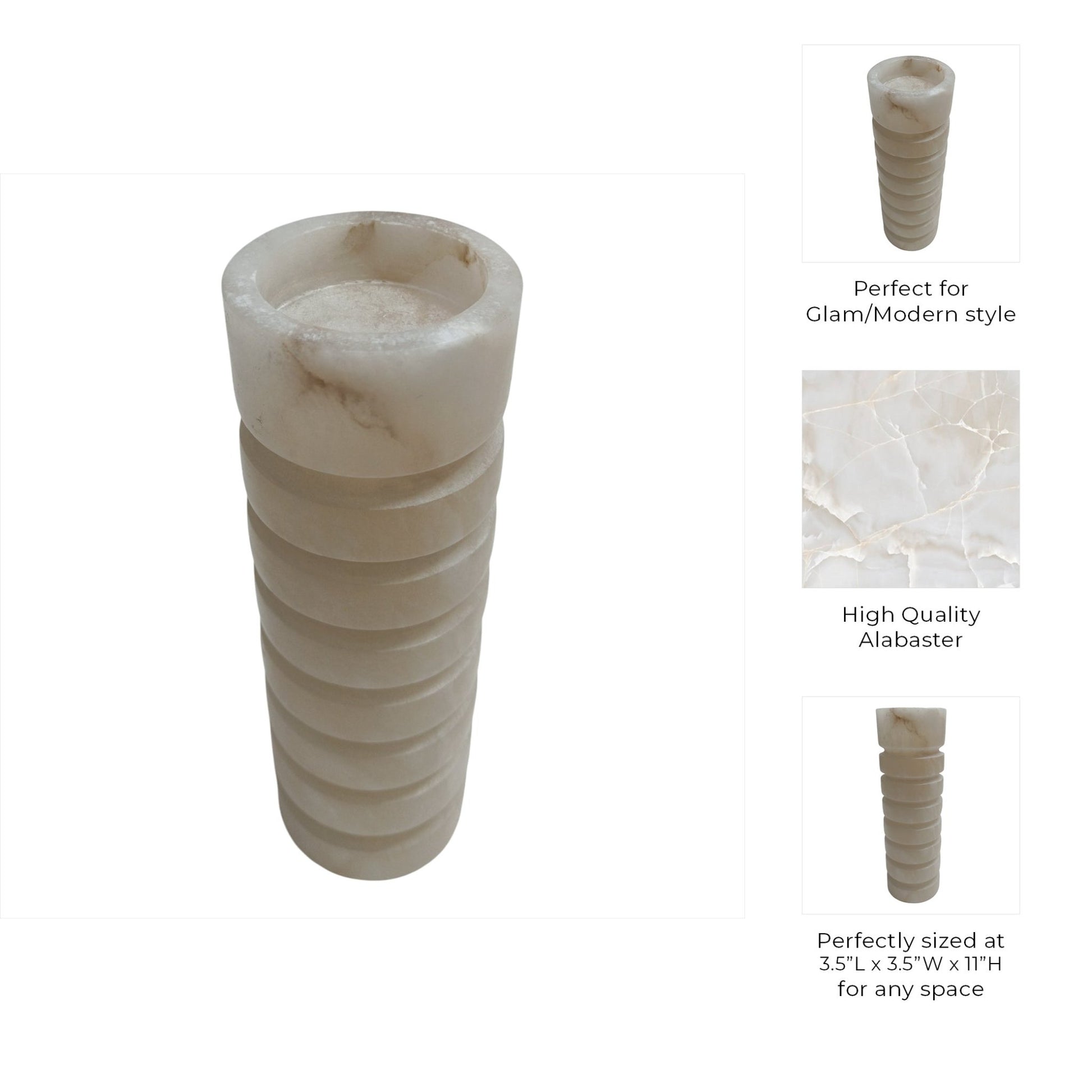 11" Solica Large Alibaster Candleholder Candle Holders| Sagebrook Home