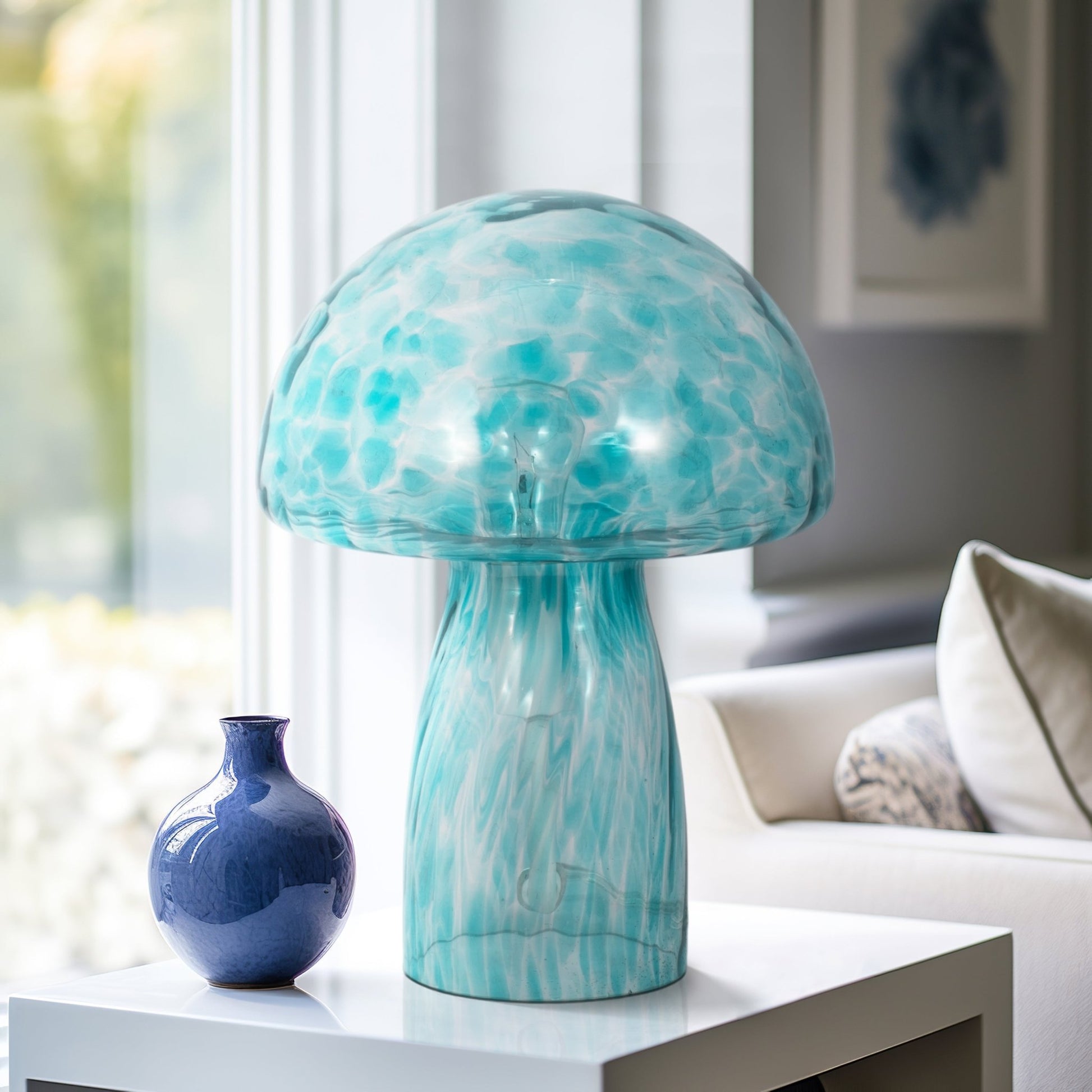 11" Spotted Mushroom Lamp, Seafoam Table Decors| Sagebrook Home