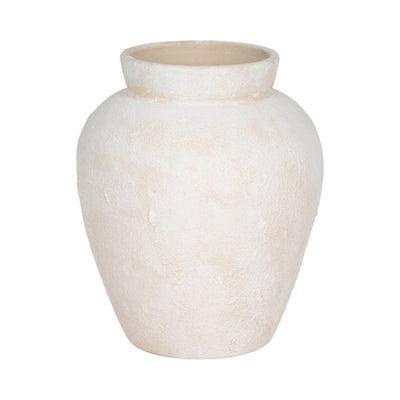 11" Textured Terracotta Vase, Ivory - Al Rugaib Furniture