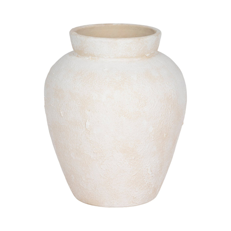 11" Textured Terracotta Vase, Ivory - Al Rugaib Furniture