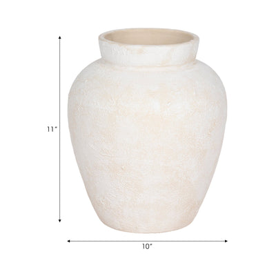 11" Textured Terracotta Vase, Ivory - Al Rugaib Furniture